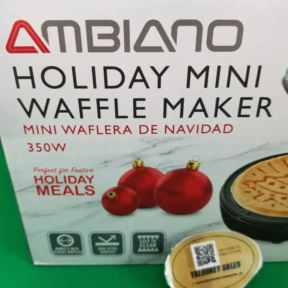 AMBIANO HOLIDAY MINI WAFFLE MAKER Non-stick 4